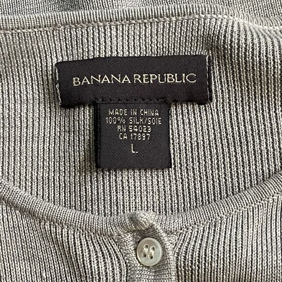Banana Republic Cardigan Gray Button Down Silk Womens SZ Large - Picture 5 of 10